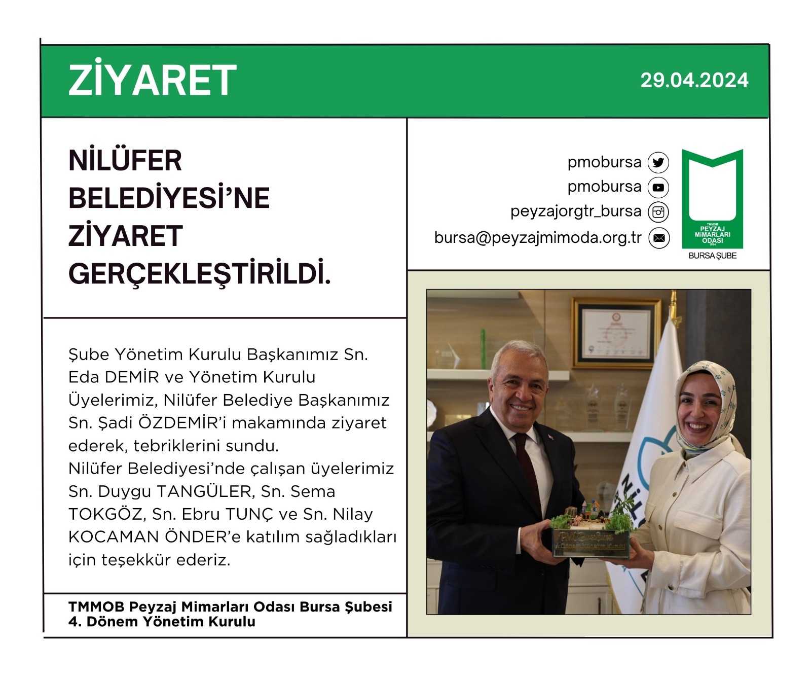 ZİYARET | NİLÜFER BELEDİYESİ’NE ZİYARET GERÇEKLEŞTİRİLDİ.