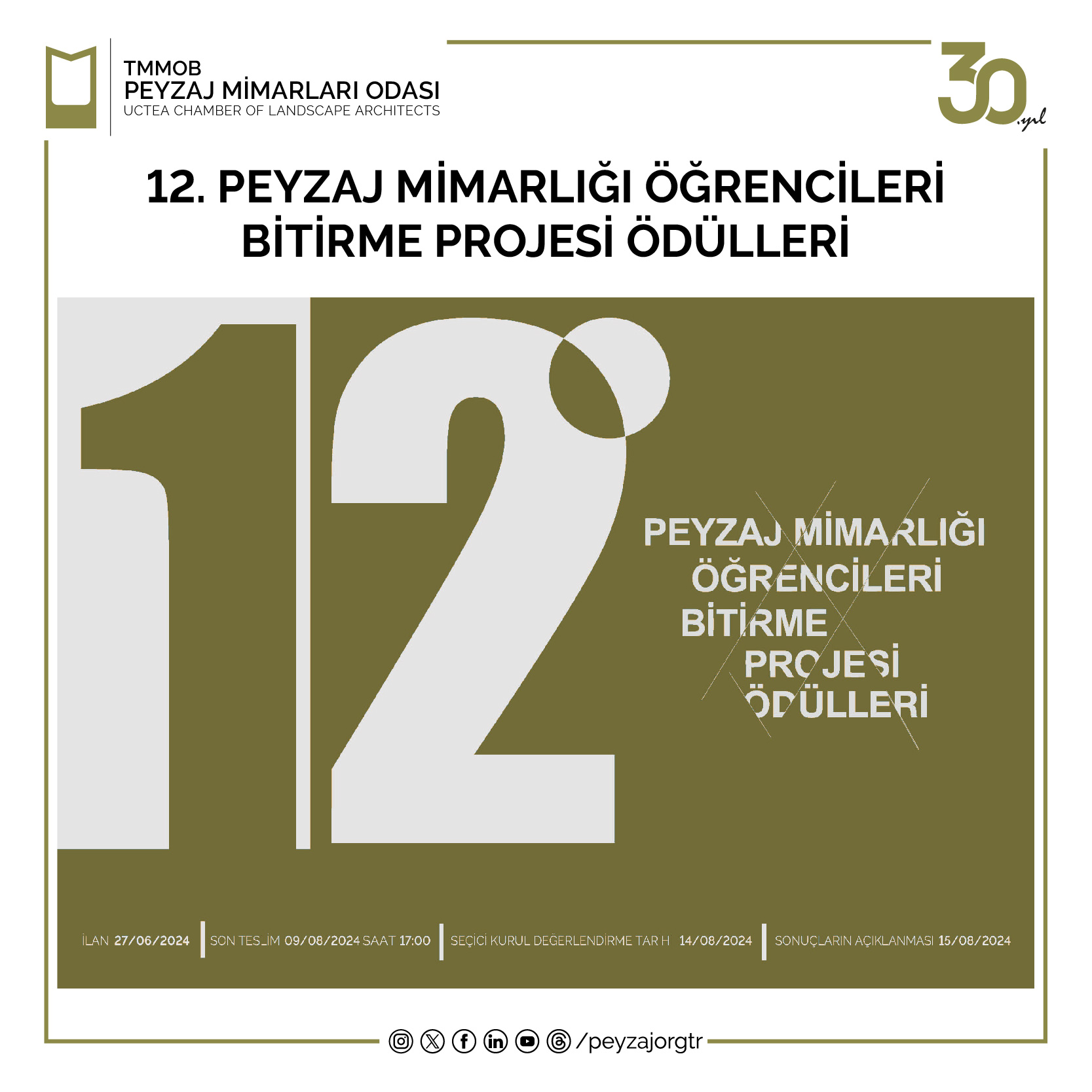 12. PEYZAJ MİMARLIĞI BÖLÜMÜ ÖĞRENCİLERİ BİTİRME PROJESİ ÖDÜLLERİ – 2024